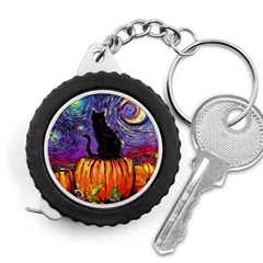 Halloween Art Starry Night Hallows Eve Black Cat Pumpkin Measuring Tape by Sarkoni