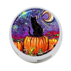 Halloween Art Starry Night Hallows Eve Black Cat Pumpkin 4-port Usb Hub (two Sides)