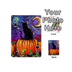 Halloween Art Starry Night Hallows Eve Black Cat Pumpkin Playing Cards 54 Designs (mini)