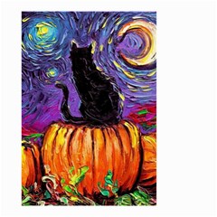 Halloween Art Starry Night Hallows Eve Black Cat Pumpkin Small Garden Flag (two Sides) by Sarkoni