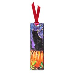 Halloween Art Starry Night Hallows Eve Black Cat Pumpkin Small Book Marks by Sarkoni