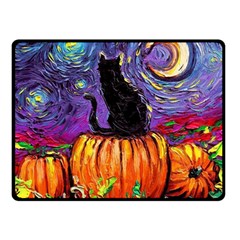 Halloween Art Starry Night Hallows Eve Black Cat Pumpkin Two Sides Fleece Blanket (small)