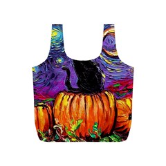 Halloween Art Starry Night Hallows Eve Black Cat Pumpkin Full Print Recycle Bag (s)