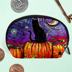 Halloween Art Starry Night Hallows Eve Black Cat Pumpkin Accessory Pouch (large)