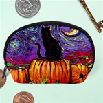 Halloween Art Starry Night Hallows Eve Black Cat Pumpkin Accessory Pouch (Large) Back