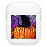 Halloween Art Starry Night Hallows Eve Black Cat Pumpkin AirPods 1/2 Case Front