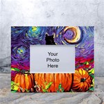 Halloween Art Starry Night Hallows Eve Black Cat Pumpkin White Tabletop Photo Frame 4 x6  Front