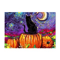 Halloween Art Starry Night Hallows Eve Black Cat Pumpkin Crystal Sticker (a4) by Sarkoni