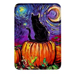 Halloween Art Starry Night Hallows Eve Black Cat Pumpkin Rectangular Glass Fridge Magnet (4 Pack) by Sarkoni