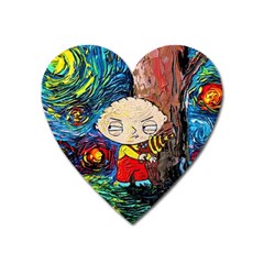 Cartoon Starry Night Vincent Van Gogh Heart Magnet