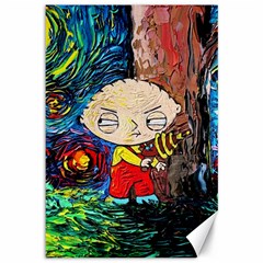 Cartoon Starry Night Vincent Van Gogh Canvas 12  X 18  by Sarkoni