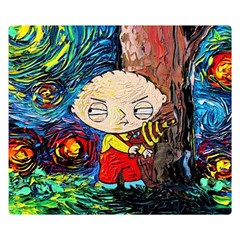 Cartoon Starry Night Vincent Van Gogh Two Sides Premium Plush Fleece Blanket (small) by Sarkoni