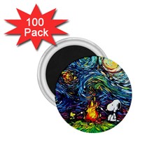 Dog Cartoon Starry Night Print Van Gogh Parody 1 75  Magnets (100 Pack)  by Sarkoni