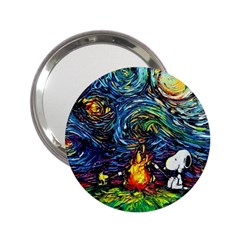 Dog Cartoon Starry Night Print Van Gogh Parody 2 25  Handbag Mirrors by Sarkoni