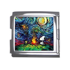 Dog Cartoon Starry Night Print Van Gogh Parody Mega Link Italian Charm (18mm) by Sarkoni