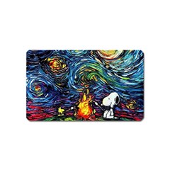 Dog Cartoon Starry Night Print Van Gogh Parody Magnet (name Card) by Sarkoni