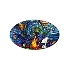 Dog Cartoon Starry Night Print Van Gogh Parody Sticker Oval (100 Pack) by Sarkoni