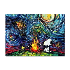 Dog Cartoon Starry Night Print Van Gogh Parody Sticker A4 (100 Pack)