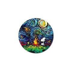 Dog Cartoon Starry Night Print Van Gogh Parody Golf Ball Marker (10 Pack) by Sarkoni