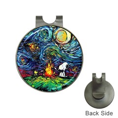 Dog Cartoon Starry Night Print Van Gogh Parody Hat Clips With Golf Markers by Sarkoni