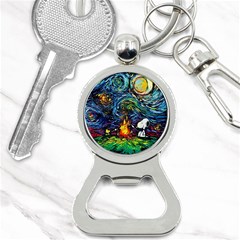 Dog Cartoon Starry Night Print Van Gogh Parody Bottle Opener Key Chain by Sarkoni