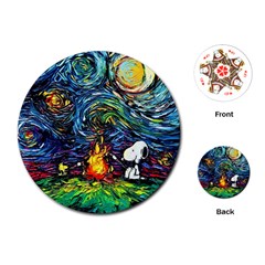 Dog Cartoon Starry Night Print Van Gogh Parody Playing Cards Single Design (round) by Sarkoni