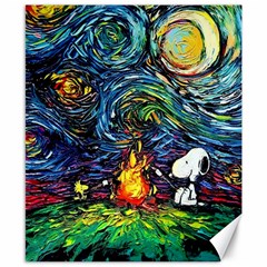 Dog Cartoon Starry Night Print Van Gogh Parody Canvas 8  X 10  by Sarkoni