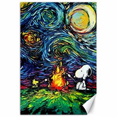 Dog Cartoon Starry Night Print Van Gogh Parody Canvas 20  X 30  by Sarkoni