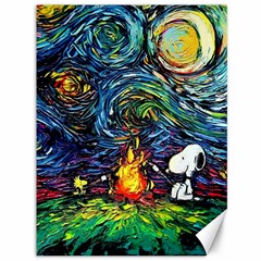 Dog Cartoon Starry Night Print Van Gogh Parody Canvas 36  X 48  by Sarkoni