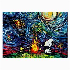 Dog Cartoon Starry Night Print Van Gogh Parody Large Glasses Cloth by Sarkoni