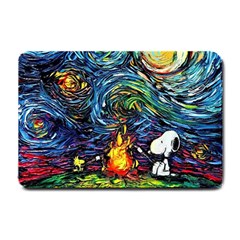 Dog Cartoon Starry Night Print Van Gogh Parody Small Doormat by Sarkoni