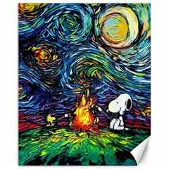 Dog Cartoon Starry Night Print Van Gogh Parody Canvas 11  X 14  by Sarkoni