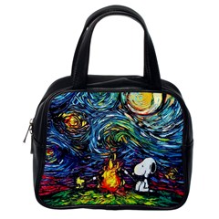 Dog Cartoon Starry Night Print Van Gogh Parody Classic Handbag (one Side) by Sarkoni