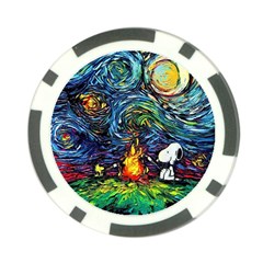 Dog Cartoon Starry Night Print Van Gogh Parody Poker Chip Card Guard (10 Pack) by Sarkoni