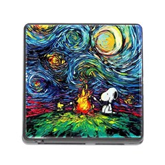 Dog Cartoon Starry Night Print Van Gogh Parody Memory Card Reader (square 5 Slot) by Sarkoni