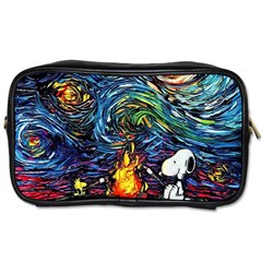 Dog Cartoon Starry Night Print Van Gogh Parody Toiletries Bag (one Side) by Sarkoni