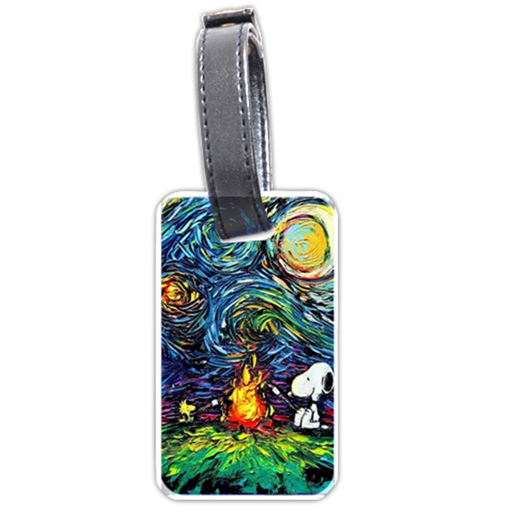 Dog Cartoon Starry Night Print Van Gogh Parody Luggage Tag (one side)