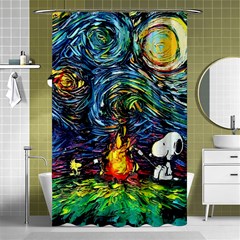 Dog Cartoon Starry Night Print Van Gogh Parody Shower Curtain 48  X 72  (small)  by Sarkoni