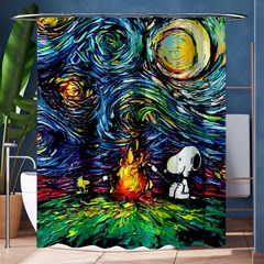 Dog Cartoon Starry Night Print Van Gogh Parody Shower Curtain 60  X 72  (medium)  by Sarkoni