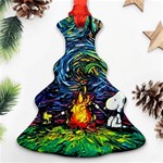 Dog Cartoon Starry Night Print Van Gogh Parody Christmas Tree Ornament (Two Sides) Front