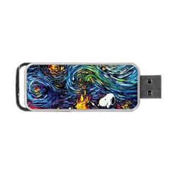 Dog Cartoon Starry Night Print Van Gogh Parody Portable Usb Flash (one Side) by Sarkoni