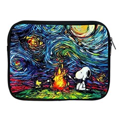 Dog Cartoon Starry Night Print Van Gogh Parody Apple Ipad 2/3/4 Zipper Cases by Sarkoni