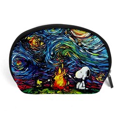 Dog Cartoon Starry Night Print Van Gogh Parody Accessory Pouch (large) by Sarkoni