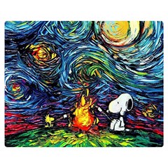 Dog Cartoon Starry Night Print Van Gogh Parody Two Sides Premium Plush Fleece Blanket (medium) by Sarkoni