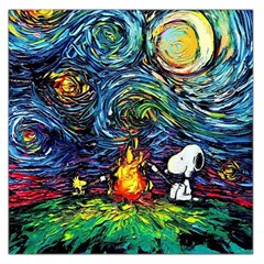 Dog Cartoon Starry Night Print Van Gogh Parody Square Satin Scarf (36  X 36 ) by Sarkoni