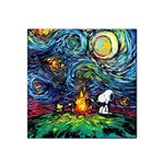 Dog Cartoon Starry Night Print Van Gogh Parody Satin Bandana Scarf 22  x 22  Front