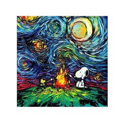 Dog Cartoon Starry Night Print Van Gogh Parody Square Satin Scarf (30  X 30 ) by Sarkoni