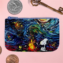 Dog Cartoon Starry Night Print Van Gogh Parody Large Coin Purse by Sarkoni