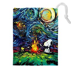 Dog Cartoon Starry Night Print Van Gogh Parody Drawstring Pouch (4xl) by Sarkoni