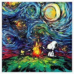 Dog Cartoon Starry Night Print Van Gogh Parody Lightweight Scarf  by Sarkoni